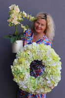 Green Hydrangea 2, wysokiej jakości wianek z hortensjami