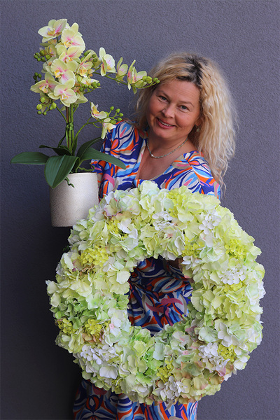Green Hydrangea 2, wysokiej jakości wianek z hortensjami