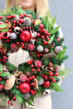 Klasika, świąteczny wianek na drzwi, śr.40cm