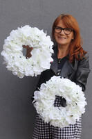 Hortensja White, wianek komunijny na drzwi lub stół