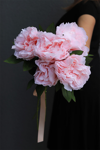 bukiet różowych peonii, Lalandia, 5szt, dł.85cm