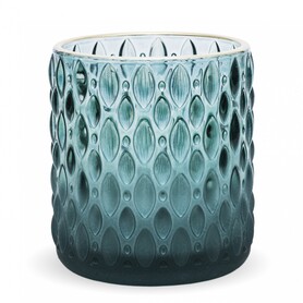 Almond Green, szklany świecznik zielony, wym.9x8cm