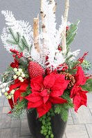 Black Grande Fiberglass, komozycja zimowa w czarnej donicy z fiberglass (połysk), wys.120cm