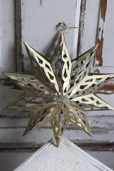 XMas, zawieszka / dekoracja świąteczna metalowa gwiazda, 30x30x7cm