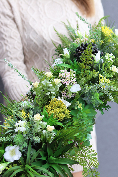 Restria Steel, kompozycja zioła i sukulenty w stalowej donicy, wym.30x70cm