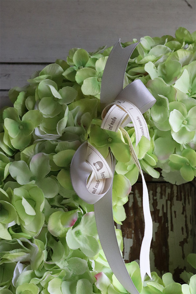 Greenua, wianek z zielonych hortensji na drzwi, śr.40cm