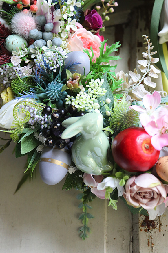 asymetryczny wianek z dzwonkiem na drzwi, Helusti, śr.38cm 