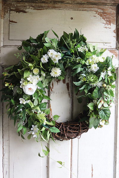 Naturalle, biały wianek dekoracyjny, śr.60cm 