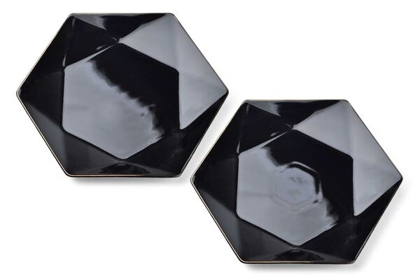 Gem Modern Black, porcelanowy talerz obiadowy, kpl.2szt, śr.32.5cm