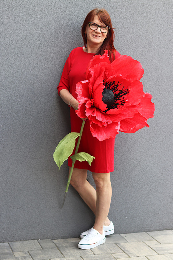 Mak Gigant, ręcznie robiony kwiat papierowy