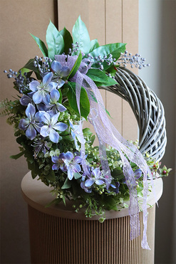 OD RĘKI Fioletowe Sny, asymetryczny wianek dekoracyjny, rozp.40cm