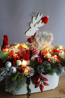 Scandi Ren Extra, świąteczny stroik LED z reniferem