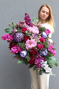 Pudressa, fioletowa wiązanka nagrobna, dł.75cm