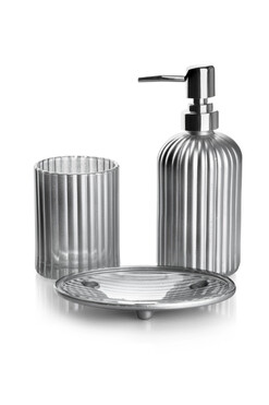 Sharlotte Silver, szklany zestaw łazienkowy, 3 elementy 400ml