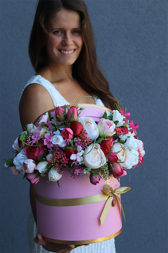 Candy, flowerbox z pokrywką, wys.37cm