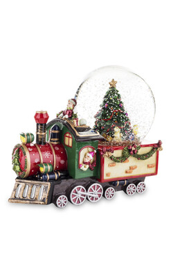 Na Biegun, świąteczna kula śnieżna pozytywka lokomotywa, wym.17x22.5cm