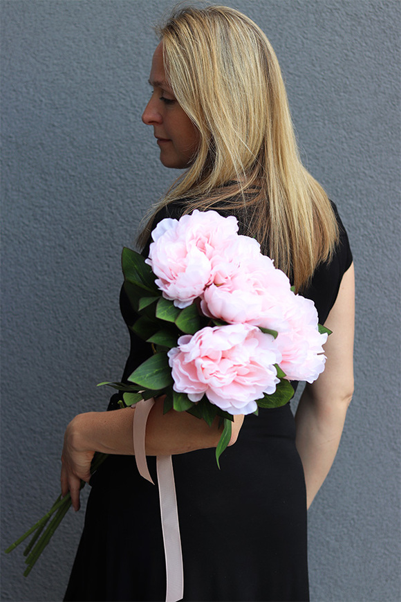 bukiet różowych peonii, Lalandia, 5szt, dł.85cm