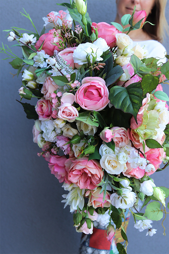 Sienalo Pink, kompozycja kwiatowa na stół, wym.33x77cm