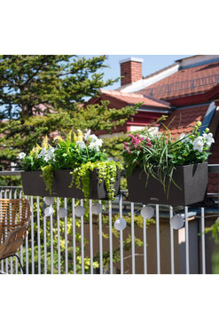 Balconera Stone, plastikowa donica z nawadnianiem, grafitowy czarny, dł.40cm