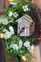 Budka Lęgowa, wiosenny wianek z domkiem