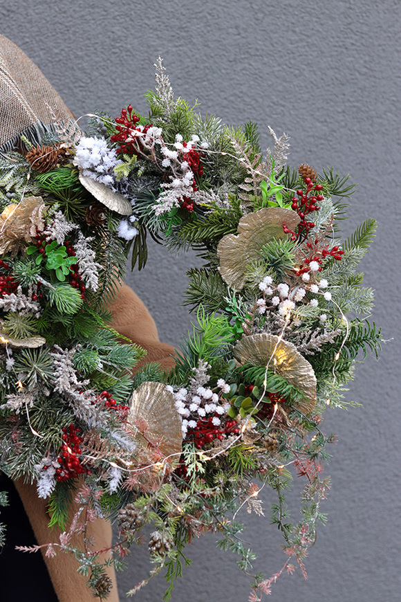 Glamour Winter Ginko, zimowy wianek z miłorzębem