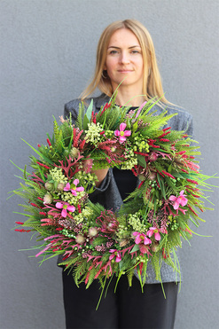 OD RĘKI Heather Rossi, wianek dekoracyjny z wrzosami, śr.50cm