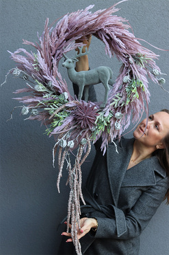 świąteczny wianek Premium Time Pink, śr.60cm