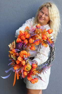 Moreo Orange, jesienny wianek asymetryczny, śr.50cm 