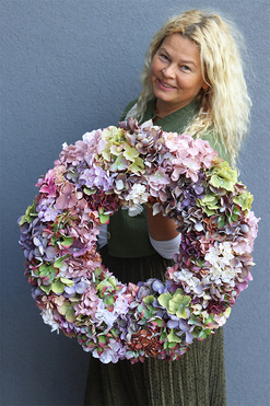 Autumn Hortense, jesienny wianek z hortensjami, śr.55cm 