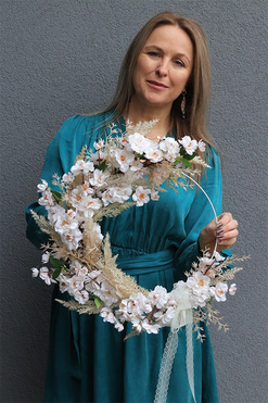 Subtelle Jabłonka, wianek na obręczy z jabłonką, rozp.48cm