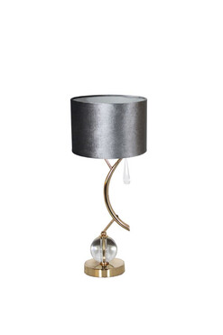 Golden Branch, lampa stołowa z abażurem, szary walec, wys.53cm