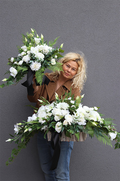 Białe Wspomnienia New, komplet dekoracji nagrobnych, kompozycja+bukiet