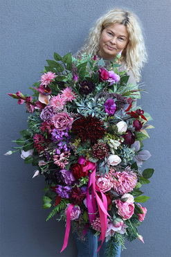 Pink Lonna, fioletowa wiązanka nagrobna, dł.90cm