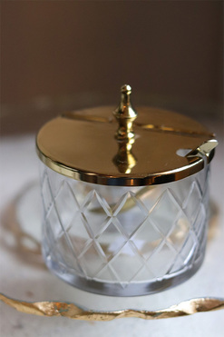 Glamour Gold, cukiernica szklana, wym.11.5x9.5cm