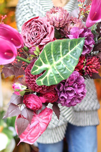 Bordo Cherry, bukiet nagrobny we wkładzie