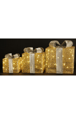 Christmas Gift D, świąteczne prezenty dekoracja LED, kpl.3szt