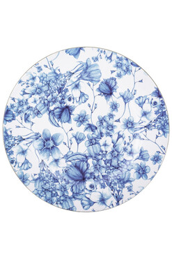 Blue Flowers A, ozdobny podtalerz ze wzorem, śr.33cm