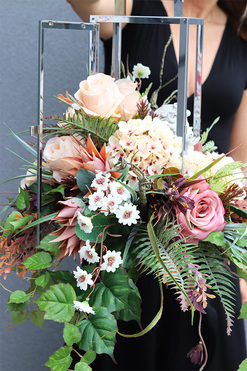 Angelo Garden Beige, lampion nagrobny z kwiatami, wys.52cm   