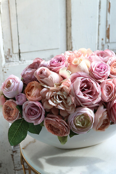 Różowa Księżniczka, bogata kompozycja kwiatowa, wym.29x44cm