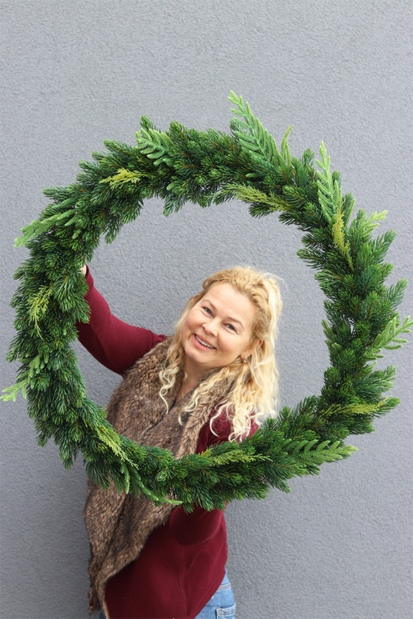 Siberia Big, wianek ozdobny / stroik dekoracyjny z sosny kaukaskiej, śr.80cm