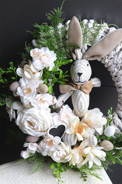 Zajączek Wiosenny, wiosenny wianek dekoracyjny, rozp.35cm 