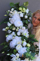 Sicilia White, gęsta girlanda ze sztucznych kwiatów, dł.160cm 