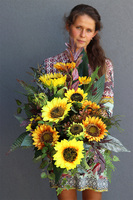 Słoneczniki, dekoracja nagrobna w misie