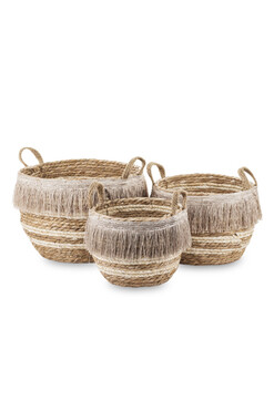 Bahama, kosz pleciony z traw, kpl.3szt