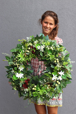 Greenelia, zielony wianek z sukulentami, śr.56cm