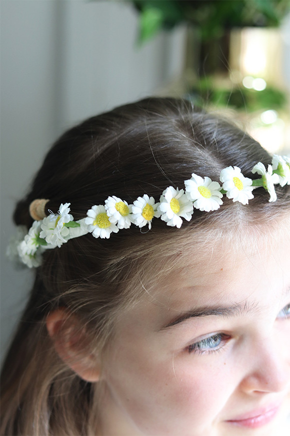 Rumianki, komunijny wianek na głowę