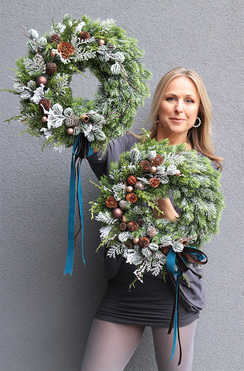 Deluxe Silver Natural, świąteczny wianek na drzwi, śr.43cm