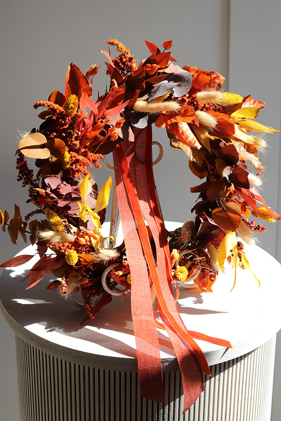 Boho Energy, dekoracyjny wianek ze stabilizowanych roślin, śr.30cm