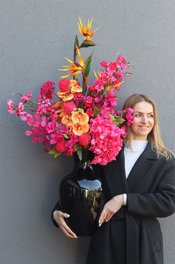 Lawa Strelicja, dekoracyjny bukiet w wazonie, wys.115cm