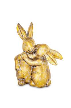 Bunny Love A, wielkanocna figurka zając, złota, wys.24cm